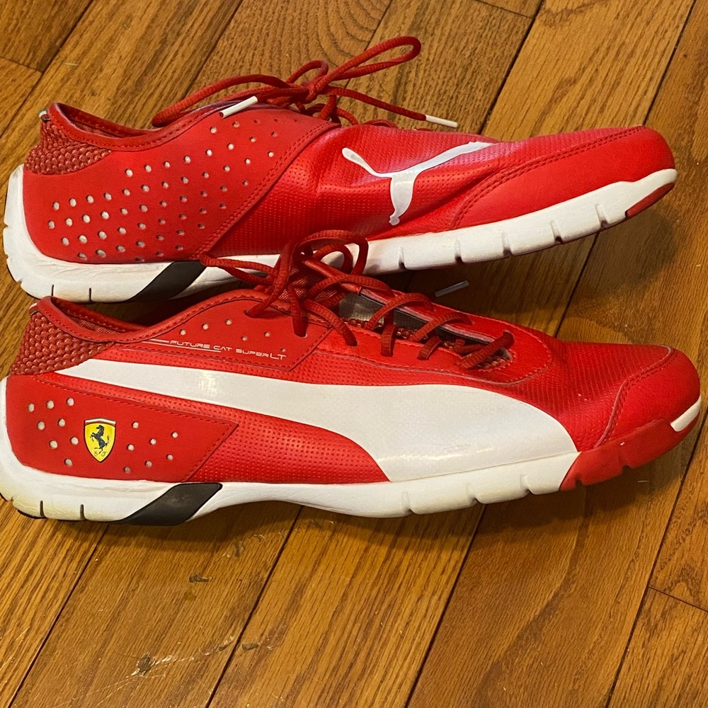Men's Puma Red White Ferrari Future Cat Super LT Sneakers Size 14 304949-02